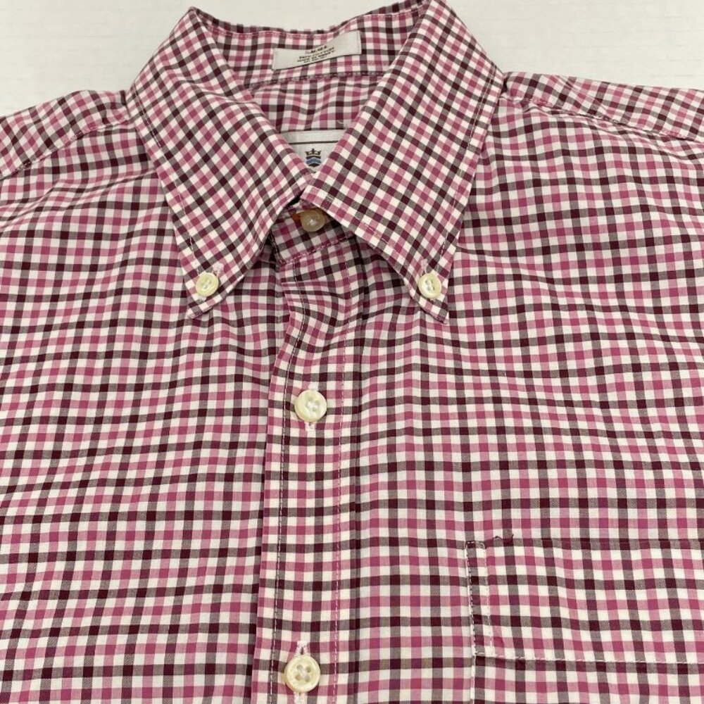 Peter Millar Men's Casual Shirt - Maroon Check Plaid - Size S - EUC